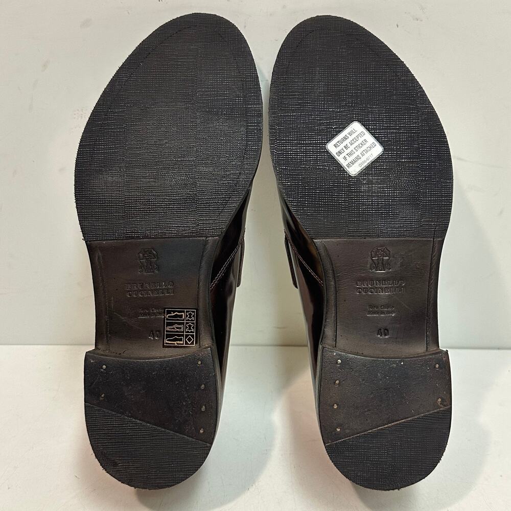 WORN ONCE Bruno Cucinelli Patent Leather Loafer Bronze Made in Italy 40 M 7 W 10 - Picture 9 of 10
